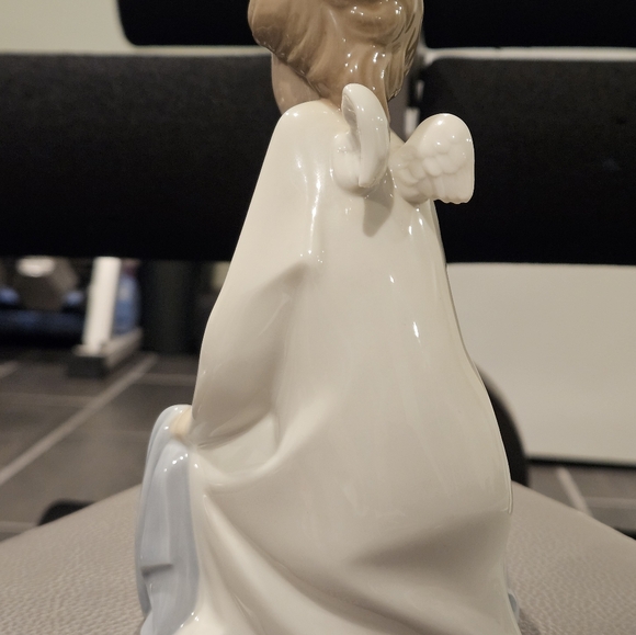 Vintage Lladro Blue & White Angel Watching Over Sleeping Child 7” Tall Collectib - Picture 12 of 13